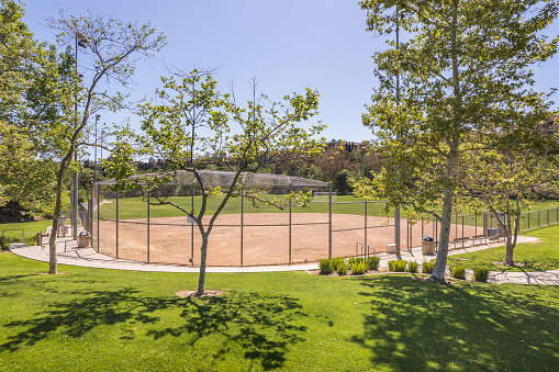 A beautifully manicured baseball field in Southern California