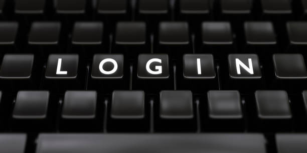 istock LOGIN white letter text on black computer laptop keyboard background. Safe online access. 3d render 1456713398