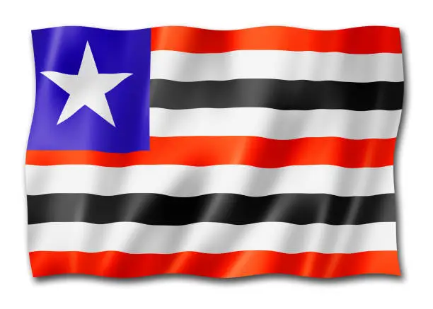 Maranhao state flag, Brazil waving banner collection. 3D illustration