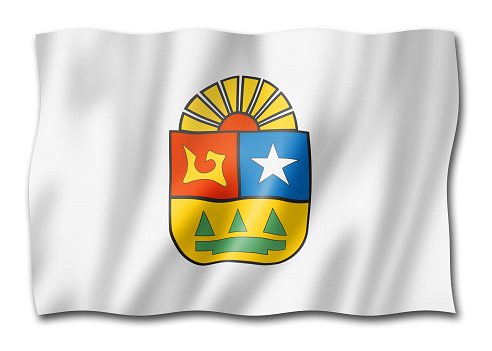 Palau Flag. Waving  Fabric Satin Texture Flag of Palau 3D illustration. Real Texture Flag of the Republic of Palau