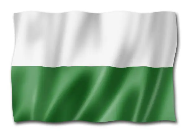 Saxony state flag, Germany waving banner collection. 3D illustration