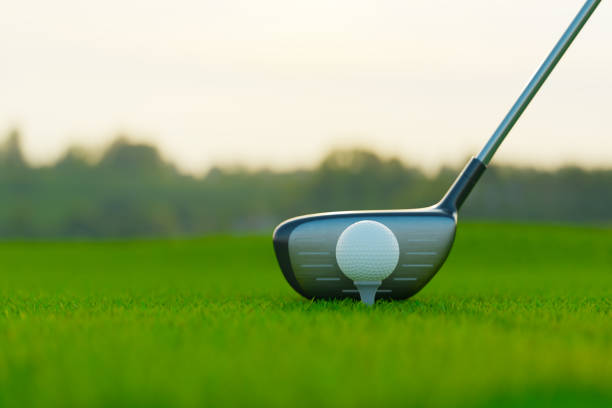 istock golf ball and golf driver on grass field, 3d rendering 1456717675
