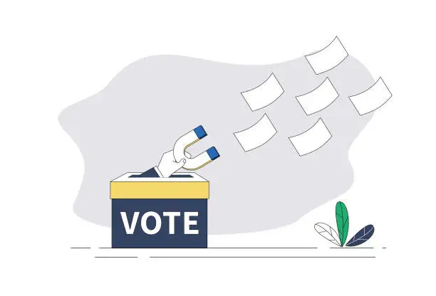 Vector illustration of Magnets, ballots.