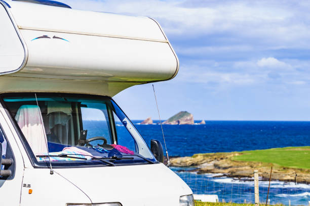 istock Camper on seashore, Asturias coast in Spain. 1456720529