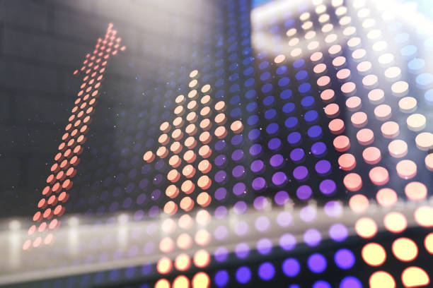 istock Virtual upward arrows illustration on blurry modern office building background. Breakthrough and progress concept. Multiexposure 1456721774