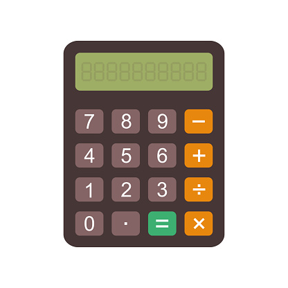 Electronic calculator in flat style. Vector illustration isolated on white background.