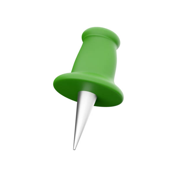 istock 3D rendering illustration of push pin. 3d rendering push pin icon. 1456723611
