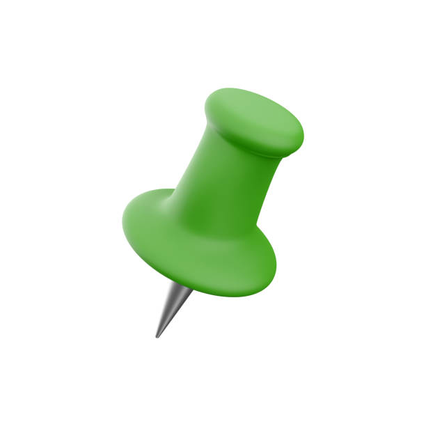 istock 3D rendering illustration of push pin. 3d rendering push pin icon. 1456723613