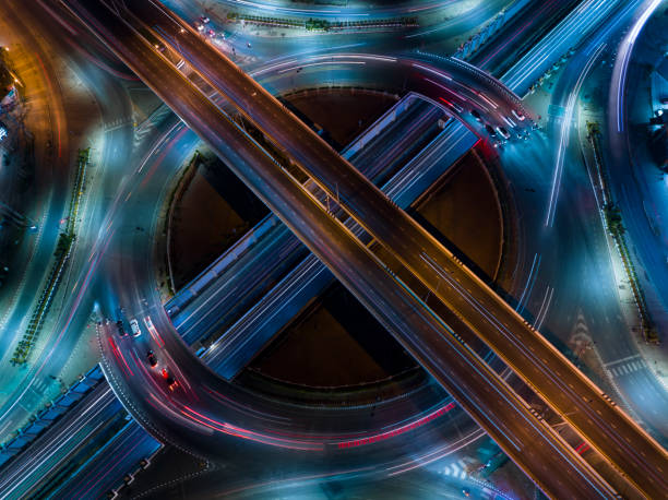 istock Expressway top view, Road traffic an important infrastructure,car traffic transportation above intersection road 1456725767