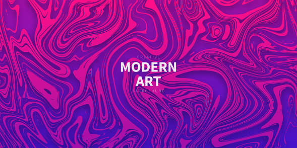 Modern and trendy background. Abstract design with a fluid, liquid effect and a beautiful color gradient. This illustration can be used for your design, with space for your text (colors used: Pink, Purple, Blue). Vector Illustration (EPS file, well layered and grouped), wide format (2:1). Easy to edit, manipulate, resize or colorize. Vector and Jpeg file of different sizes.