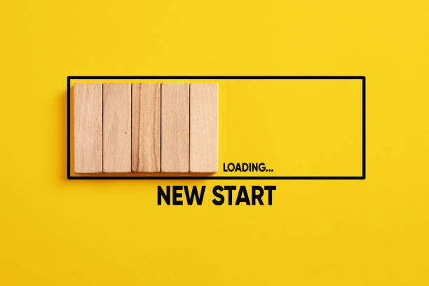 istock Waiting or preparing for a new start in business career or life. New start loading progress bar on yellow background. 1456726307
