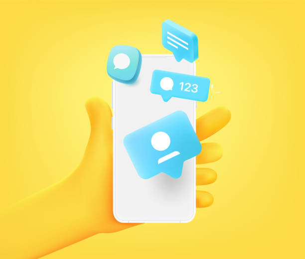 istock Receiving messages via social media on smartphone. 3d vector illustration 1456730856