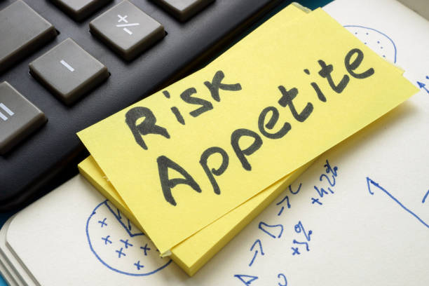 Risk appetite note on a yellow sticker. stock photo