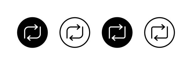 illustrations, cliparts, dessins animés et icônes de republier le jeu d’icônes vectorielles. symbole de partage en cercle. actualiser le logo - social networking computer icon symbol icon set