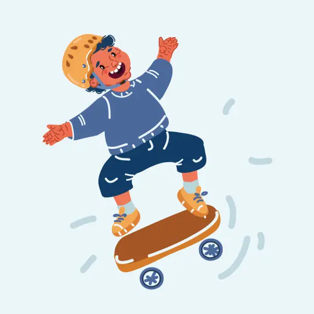 Vector illustration of Vector illustration of skateboarder Skateboarding boy jump with skateboard