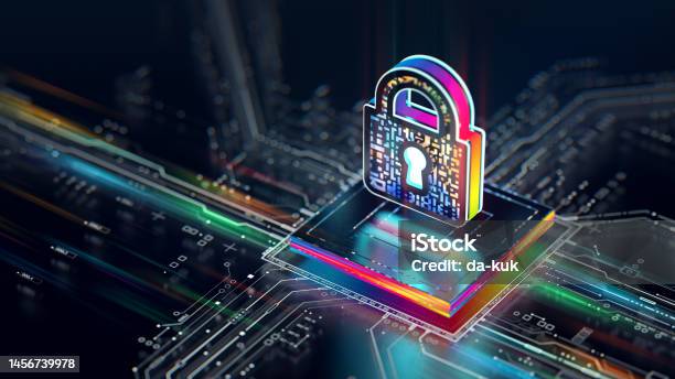 Hardware Security Concept Digital Shield Firewall With Central Computer Processor And Futuristic Circuit Board Stock Photo - Download Image Now
