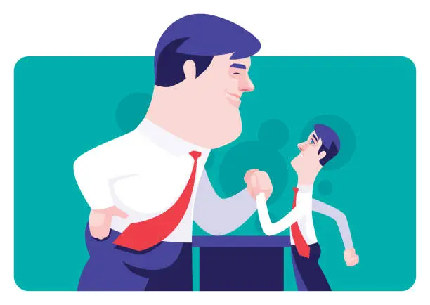 Vector illustration of two businessmen competing in arm wrestling