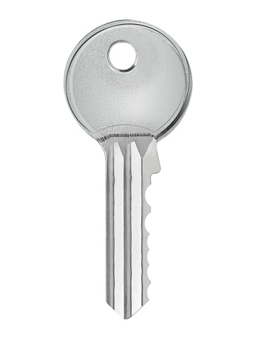 House key isolated on white background, modern new key