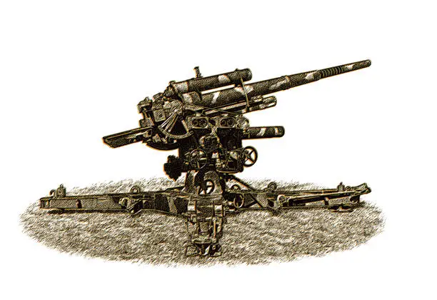 Vector illustration of WWII German Artillery with Glitch Technique