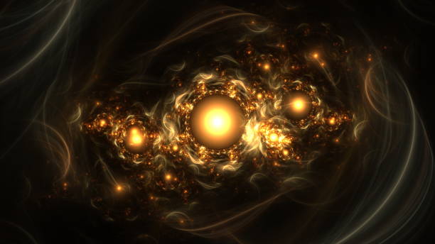 Luminous modern abstract background, fractal world. Digital space for use in design. Round shapes and lines. 3d render