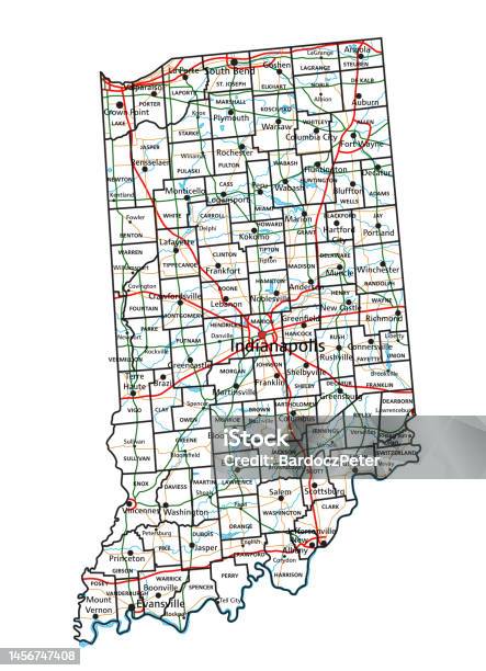 Mapquest Indianamap Indiana Road And Highway Map Vector Illustration Stock Illustration ...