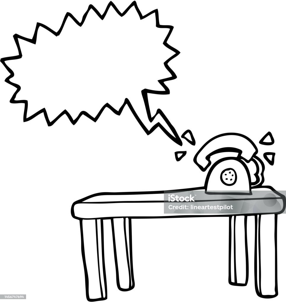 Desk Phone Ringing Freehand Drawn Speech Bubble Cartoon Phone Ringing On Desk Stock ...