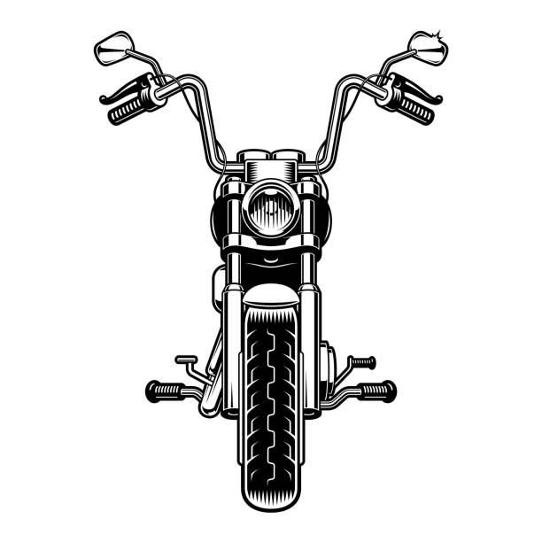 ilustrações, clipart, desenhos animados e ícones de ilustração vetorial preta e branca de uma motocicleta - motorcycle