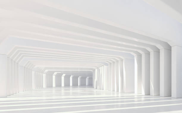 istock Abstract white tunnel with minimalist style, bright sunlight and striped effect 1456755652