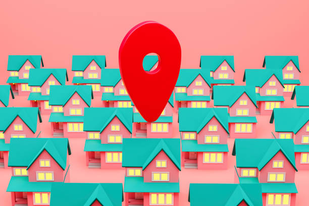 istock House models with location point. Real estate market concept. 3d rendering 1456755707