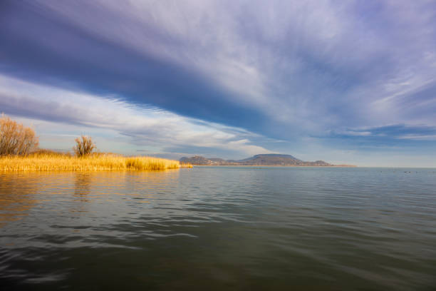 Soft sunset light over the lake Balaton in Hungary