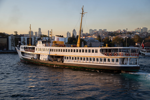 An old steamboat carries passengers in Istanbul
