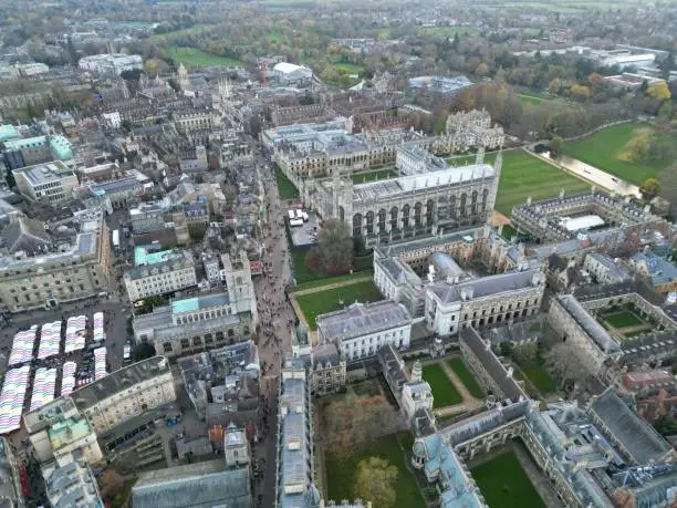 Photo of Cambridge City centre England drone aerial  high angle