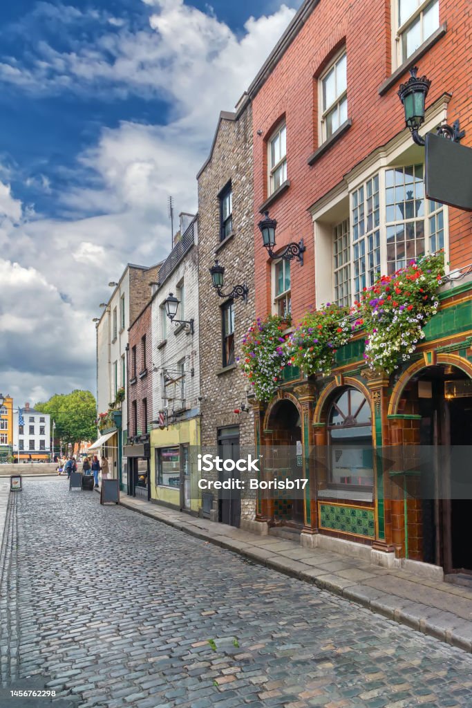 Temple Bar street, Dublin, Ireland Temple Bar street in Dublin city center, Ireland Dublin - Ireland Stock Photo