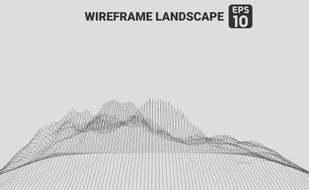 istock Vector illustration of of a 3D wireframe terrain landscape 1456763264