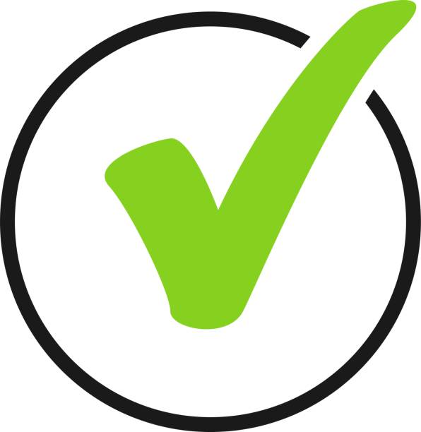 ilustraciones, imágenes clip art, dibujos animados e iconos de stock de icono de marca de verificación. - approved check mark ok green