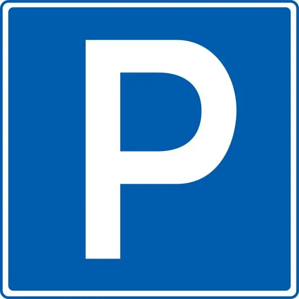 Vector illustration of Illustration of parking lot road and traffic sign / illustration material (vector illustration)