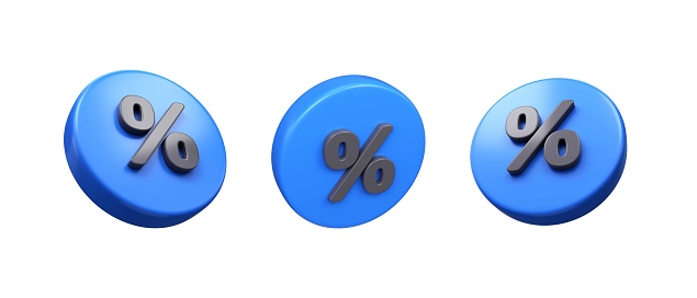 Percent sign Percentage, discount, sale, promotion concept 3d render