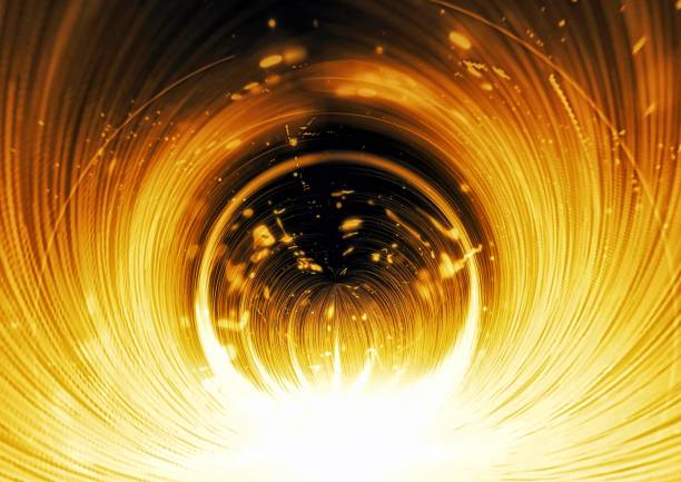 istock Abstract background with swirling golden glowing light in science concept 1456766806