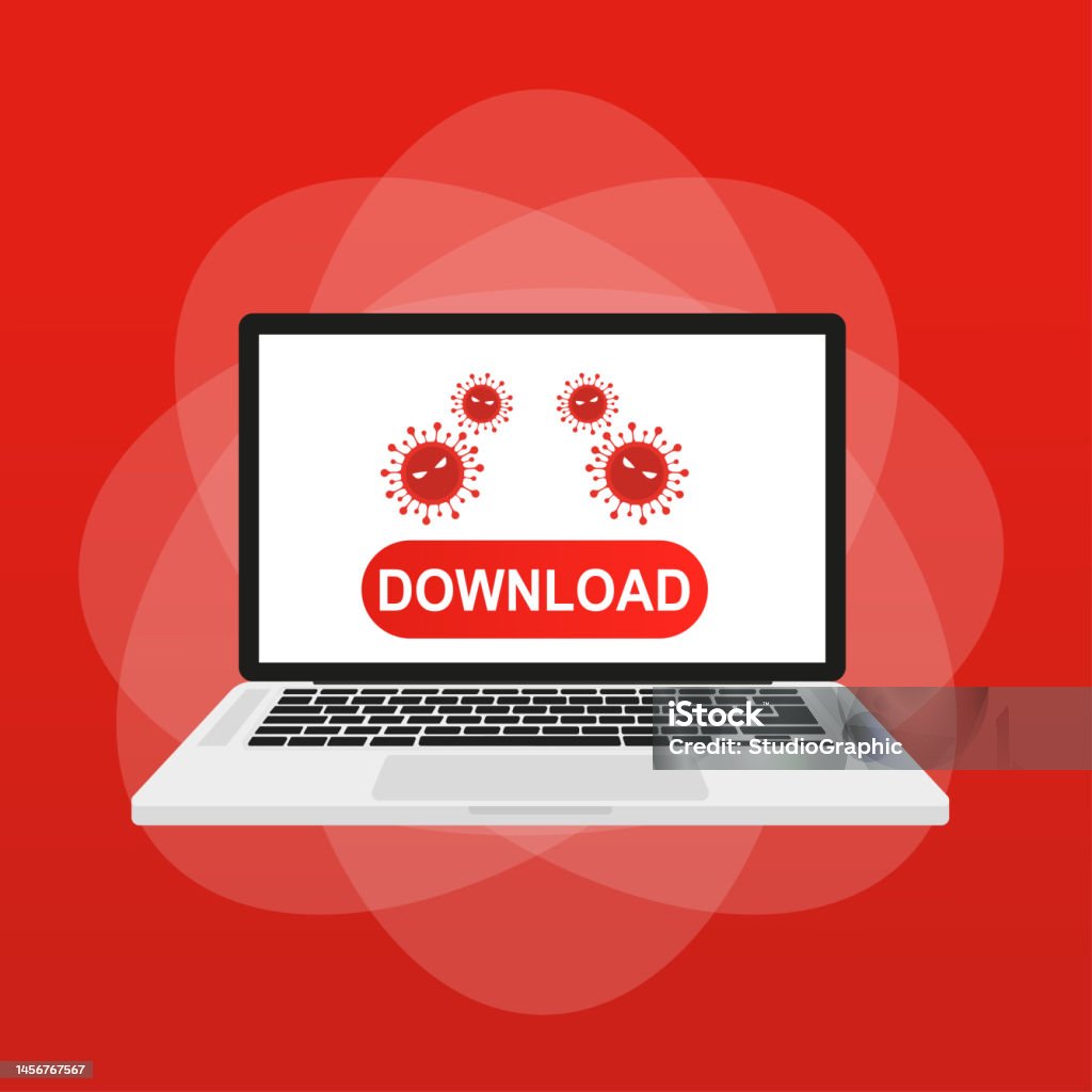 Virus Button Download A Button To Download A Virus To A Laptop Vector Illustration Stock ...