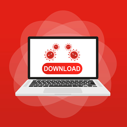Viris Dowmlaoder A Button To Download A Virus To A Laptop Vector Illustration Stock ...