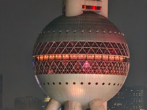 Oriental pearl tower before open light at night