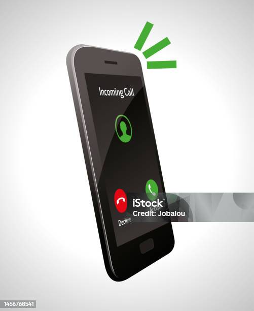 Mobile Incomming Call Image Incoming Call Cellphone Perspective View Stock Illustration - Download ...