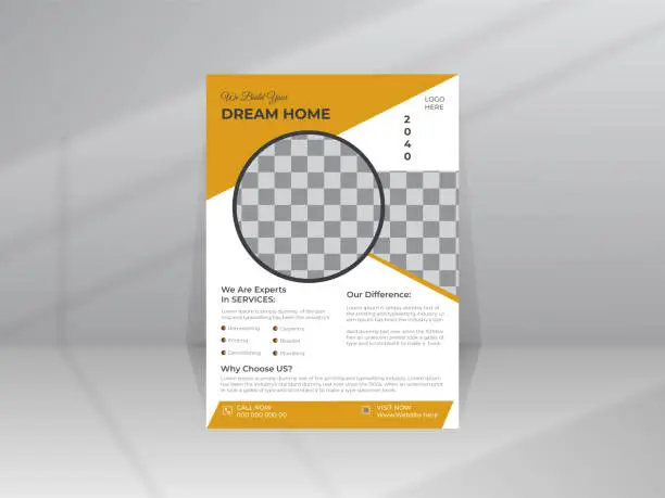 Vector illustration of Modern Home for Sale Real Estate Flyer, Leaflet, Poster Standee template design