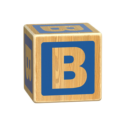 Letter B, Wooden Blocks font for Toddlers,  Wood Alphabet Blocks, ABC Montessori Stacking Letter Preschool Learning Toys - Kindergarten Reading, 3d rendering
