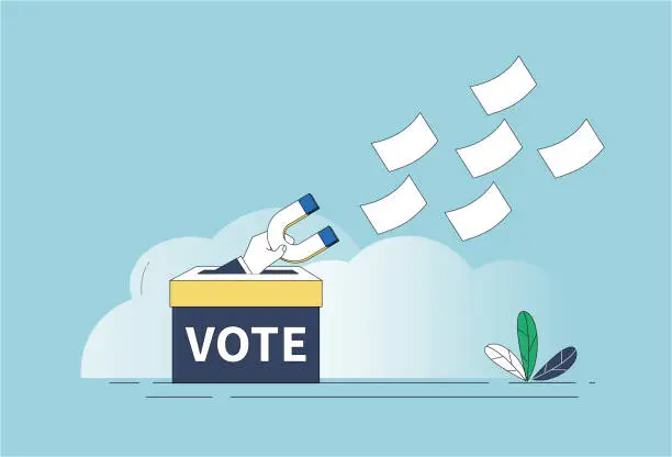 Vector illustration of Magnets, ballots.