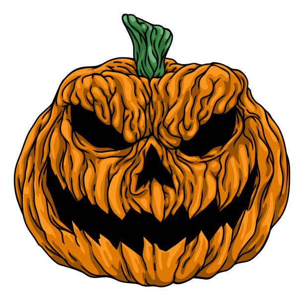 Halloween Scary Evil Pumpkin Jack O Lantern A Halloween scary evil pumpkin jack o lantern cartoon illustration negative numbers worksheet stock illustrations