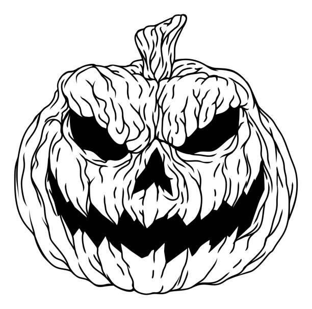Halloween Scary Evil Pumpkin Jack O Lantern A Halloween scary evil pumpkin jack o lantern cartoon illustration negative numbers worksheet stock illustrations