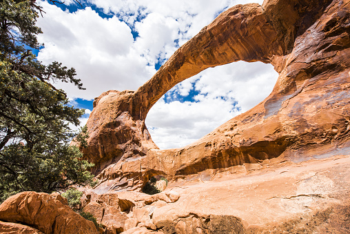 Day photo of a Double O Arch. Arches National Park, Utah - USA