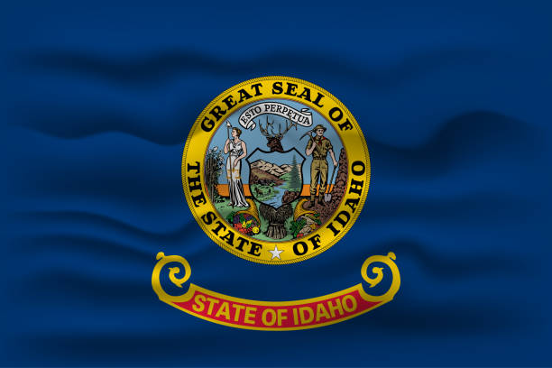 istock Waving flag of the Idaho state. Vector illustration. 1456780914