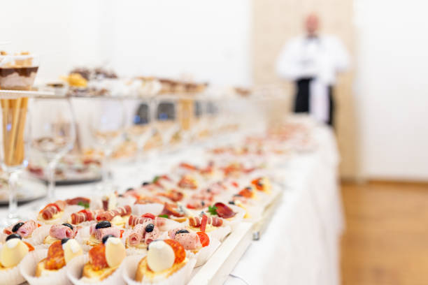 istock Crostini canapes appetizer close up. Restaurant celebration concept. 1456783790